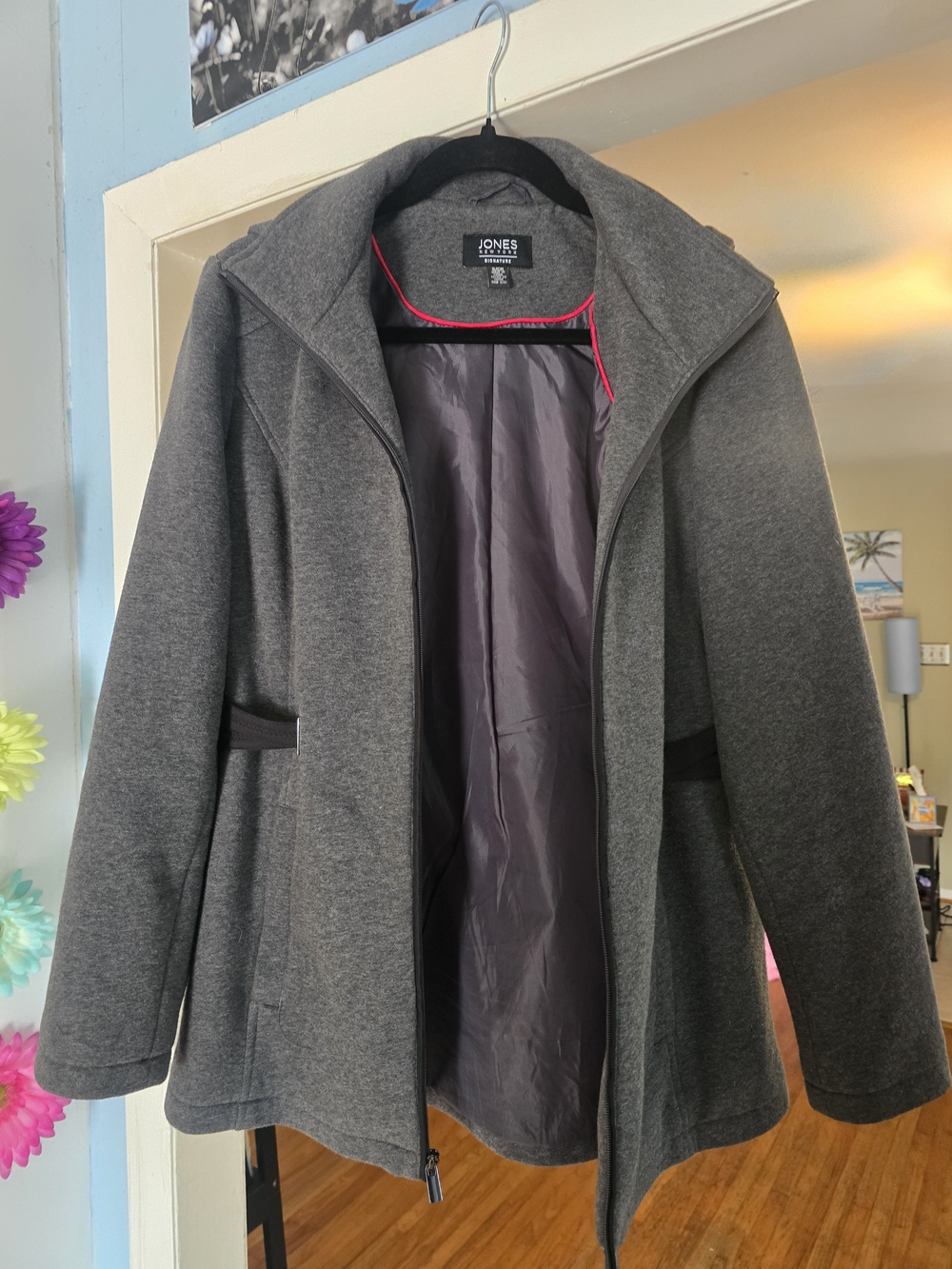 Jones New York Signature Hooded Coat Gray Like New